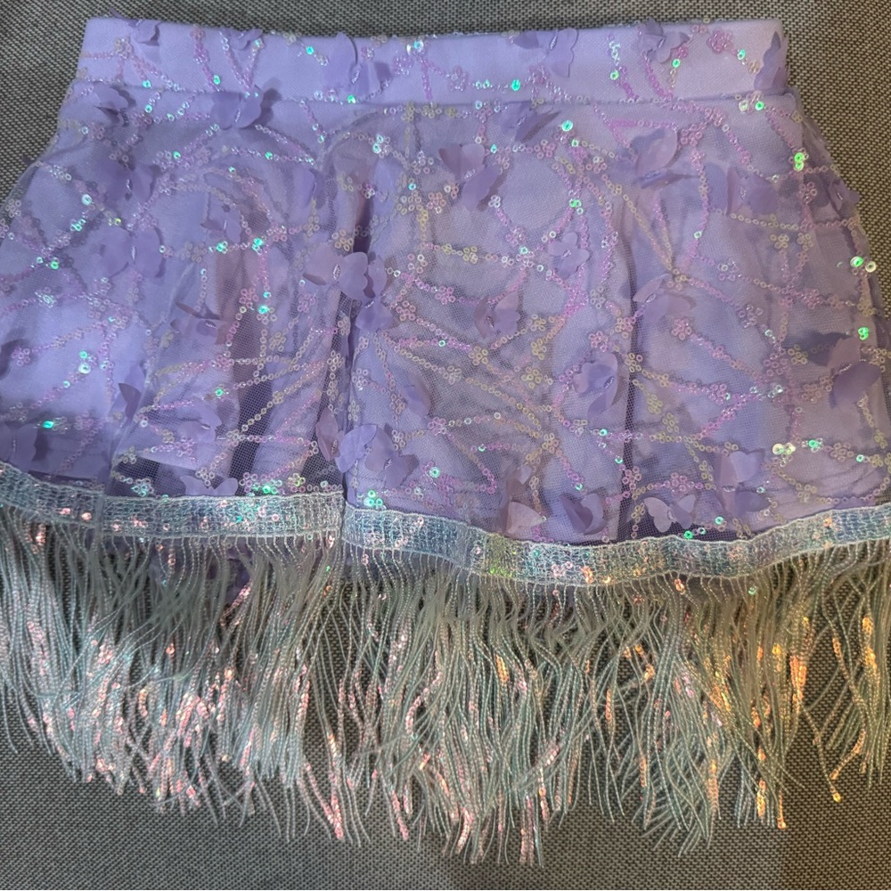 Lavender Sequin Fringe Skirt